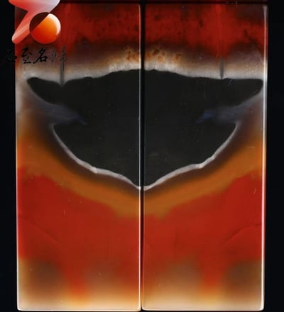 天然壽山石 五彩奇石對章【瑞獸圖】1