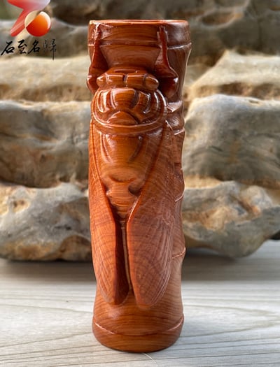 焦糖味重油料城口崖柏手把件 《一鳴驚人》1