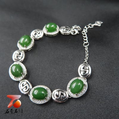 碧玉精品手鍊 附玉石證書與精美禮盒 925銀手鍊3