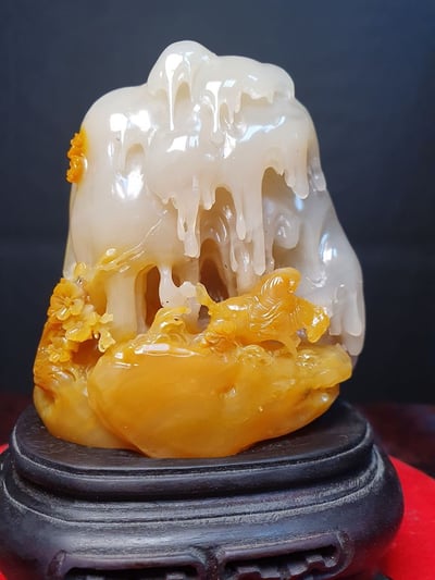 寮國田黃石極品滿結晶【踏雪尋梅】1