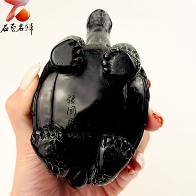 丹東石純手工雕烏龜 張國民雕刻家作品【墨嶺象龜】靜而不凡 穩若山嶺7