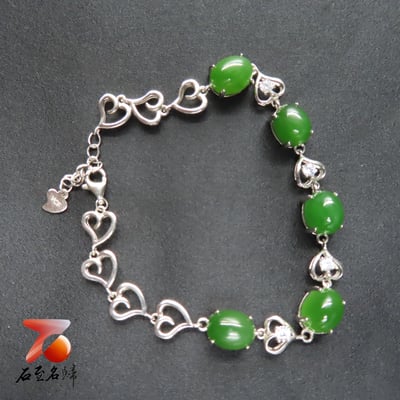碧玉精品手鍊 附玉石證書與精美禮盒 925銀手鍊2