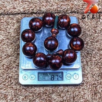 臻藏 海南黃花梨老料 芝麻花精品25mm手珠 重量87.4克8