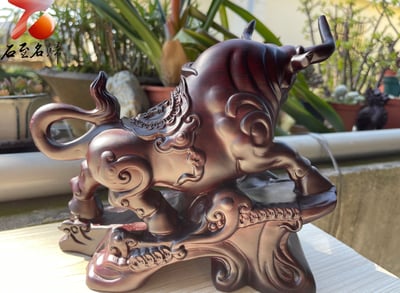 台灣現貨 實體店鋪 進口黑檀木【財運如虹牛】2