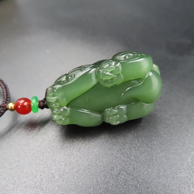 和田玉 貓眼碧玉 附收藏證書【貔貅】6