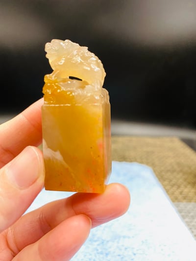 玻璃凍石巴林雞血印章1