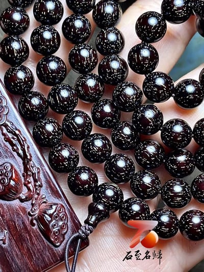 古墓派萬年老料 孤品僅此一串 印度小葉紫檀頂級老料滿粗星8mm×108顆2