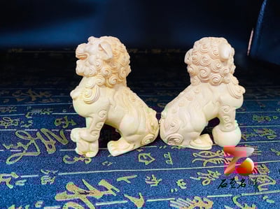 黃楊木精雕作品【吉祥獅套組】5