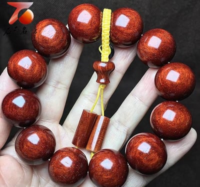 正宗印度小葉紫檀老料18mm×13顆 泥料＋龍鱗紋＋金星8