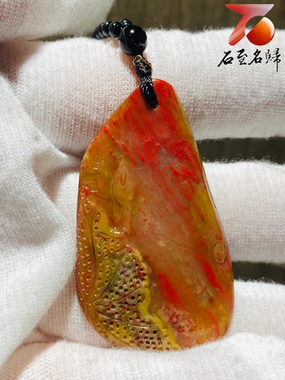 昌化雞血石 手工雕刻項鍊/配飾【福氣連連】2