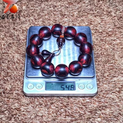 臻藏海南黃花梨 絕品紫油梨 X紋對眼20mm手珠 重量54.8克7