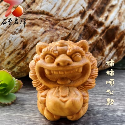 雲南黃金檀原木雕件【招財開運四小福】高5公分7