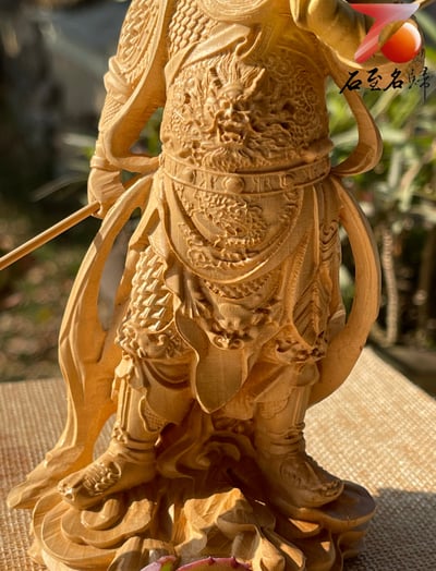 雲南大葉黃楊木精雕作品【迦藍菩薩】 高16.5公分7