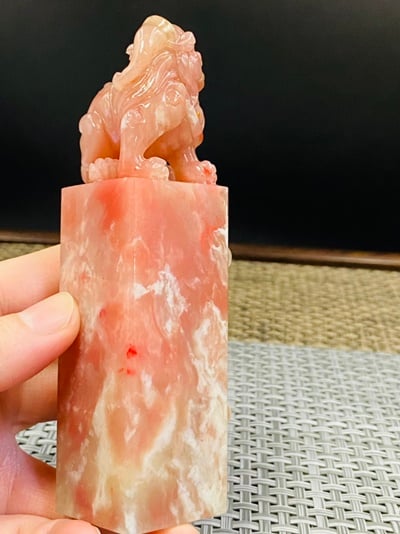 巴林粉凍雞血石印章4