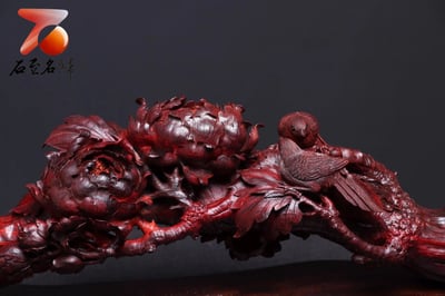 印度小葉紫檀整木鏤空製作【如意-花開富貴】8