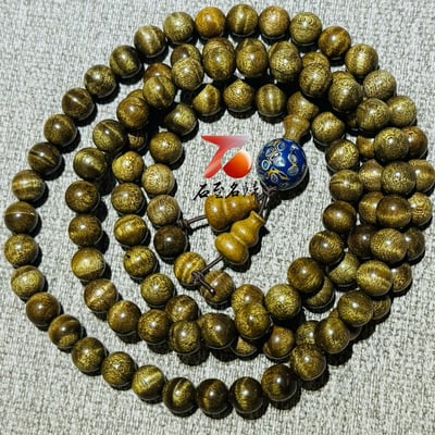 天然 嚴選金絲楠木小葉楨楠老料爆滿水波紋 8mm×108顆手串6