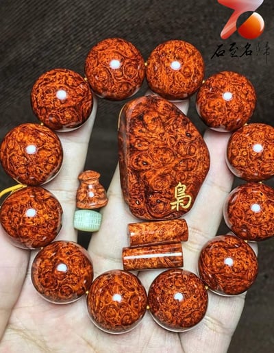 印度小葉紫檀20mm×12顆 超爆滿葡萄纓子瘤疤【梟】1