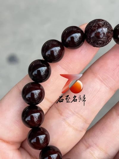 天然 印度小葉紫檀玻璃底老料 高油高密10mm手珠【福在眼前款/素珠款】3
