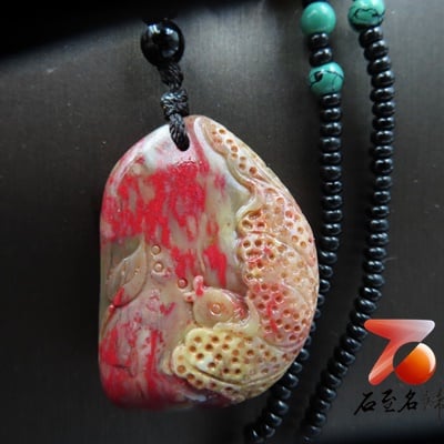 軟底雞血石掛件、手把件【魚戲蓮】3