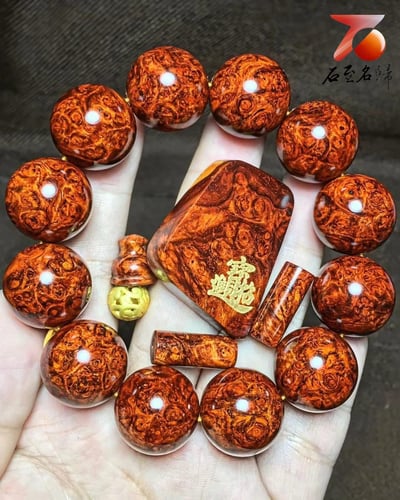 印度小葉紫檀 老料爆滿特殊瘤疤20mm手珠【招財進寶】1