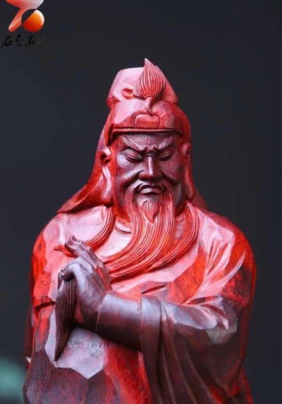 印度小葉紫檀高油密拆房老料快刀作品【關公】2