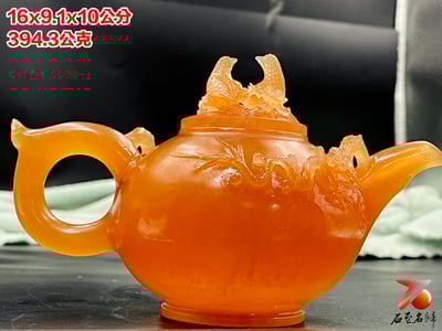 正宗青海凍石 手工雕刻 【花鳥壺】附精美收藏禮盒3