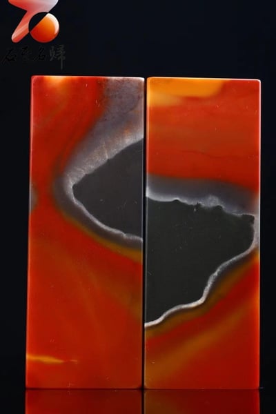 天然壽山五彩奇石對章 【火焰山】4