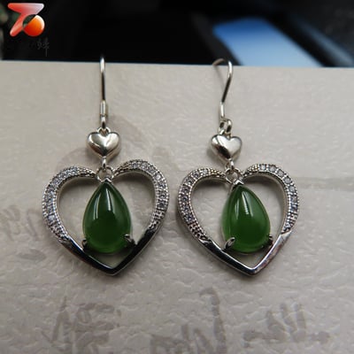 碧玉耳墜式 愛心造型耳環3