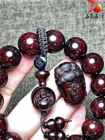 印度小葉紫檀老料15mm滿金星精選【觀音】4