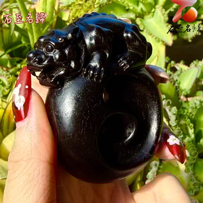 天然 印度小葉紫檀高油密滿金星樹心料 湘工手作【陰陽守財獸】3