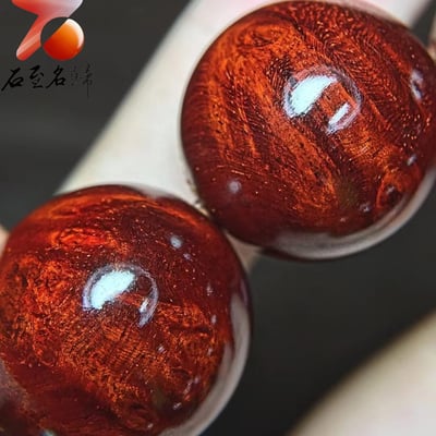 印度小葉紫檀老料炫彩瘤疤+金星20mm手珠【佛手】5