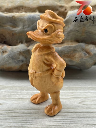 黃楊木雕件【唐老鴨】高7.5公分2
