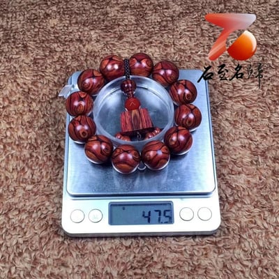 海南黃花梨野生料手珠20mm×12顆 重量47.5公克6