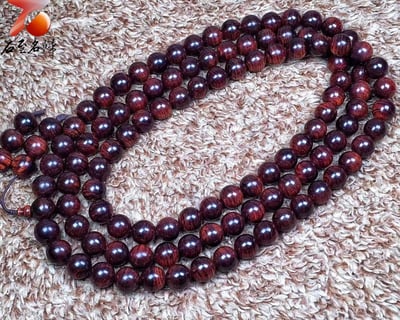 海南黃花梨 限量三串 紫油梨老料12mm×108+6顆6