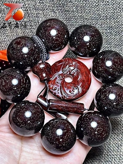 帝王之木 印度小葉紫檀超爆星大豪珠30mm手珠1