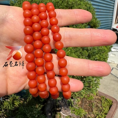 天然 保山南紅瑪瑙 啞光細膩精品7mm×108顆手串1