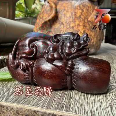 天然 印度小葉紫檀高油密滿金星樹心料 湘工手作【棲財伏貅】2