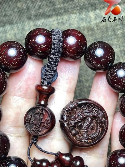 印度小葉紫檀老料15mm滿金星精選【龍：平安如意】6