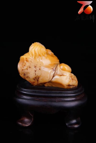 壽山中版田黃【劉海對金蟾】3