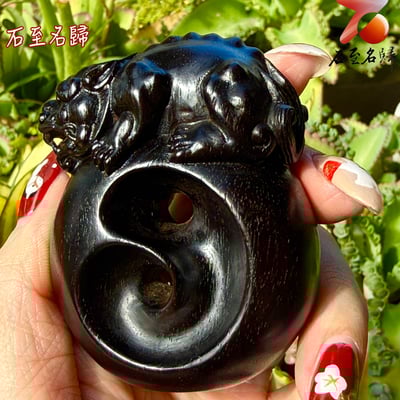 天然 印度小葉紫檀高油密滿金星樹心料 湘工手作【陰陽守財獸】2