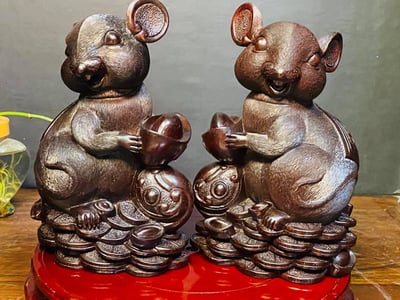 精選印度小葉紫檀一等一泥料金星材質【招財鼠錢】1