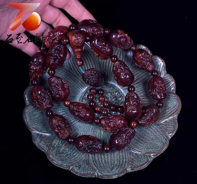 臻品 海南黃花梨老料紫油梨十八羅漢 重量122.8克5