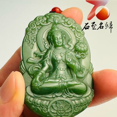 天然和田碧玉度母掛墜｜一抹碧色，靜守安然5