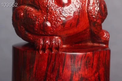 風水擺件 純手工 印度小葉紫檀【招財金蟾風水柱】4