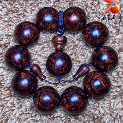 臻藏 海南黃花梨老料 芝麻花精品25mm手珠 重量89.5克2