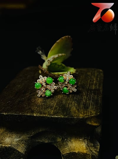 冰種翡翠A貨+925銀【雪花造型耳環】附玉石鑑定書3