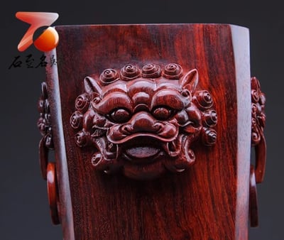 印度小葉紫檀【方形螭龍筆筒】4