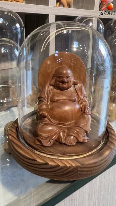 天然野生 印度邁索爾老山檀香 頂級黑肉沉水去心二膘料【彌勒佛】9