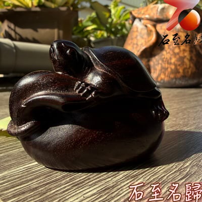 天然 印度小葉紫檀高油密爆滿金星樹心料 湘工手作【安宅瑞龜】3