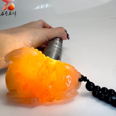 天然 老撾結晶朱砂石 全透光石質【桃霞瑞駿】馬年開運石雕/手把件6